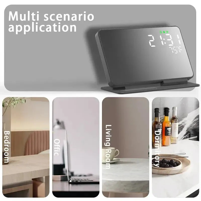 4 In 1 Wireless Charger Stand Alarm Clock Temperature Fast Charging Dock Station for Samsung S23 S22 and Galaxy Watch