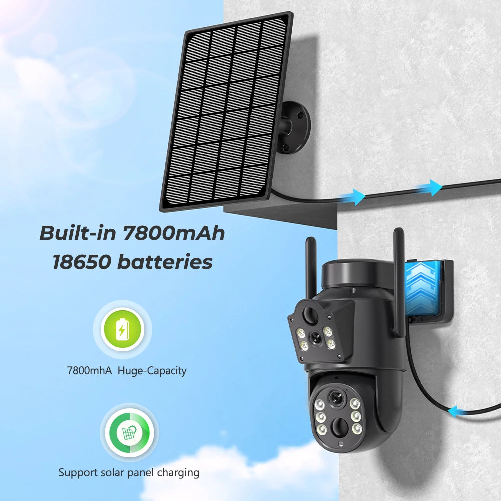 8 MP 4K Ultra HD Solar Wireless Security Camera with Dual Lens & 365-Day Standby