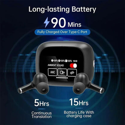 AI Translator Earbuds with LED Display – 144 Languages