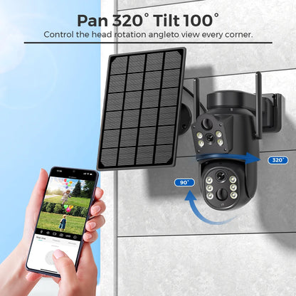 8 MP 4K Ultra HD Solar Wireless Security Camera with Dual Lens & 365-Day Standby