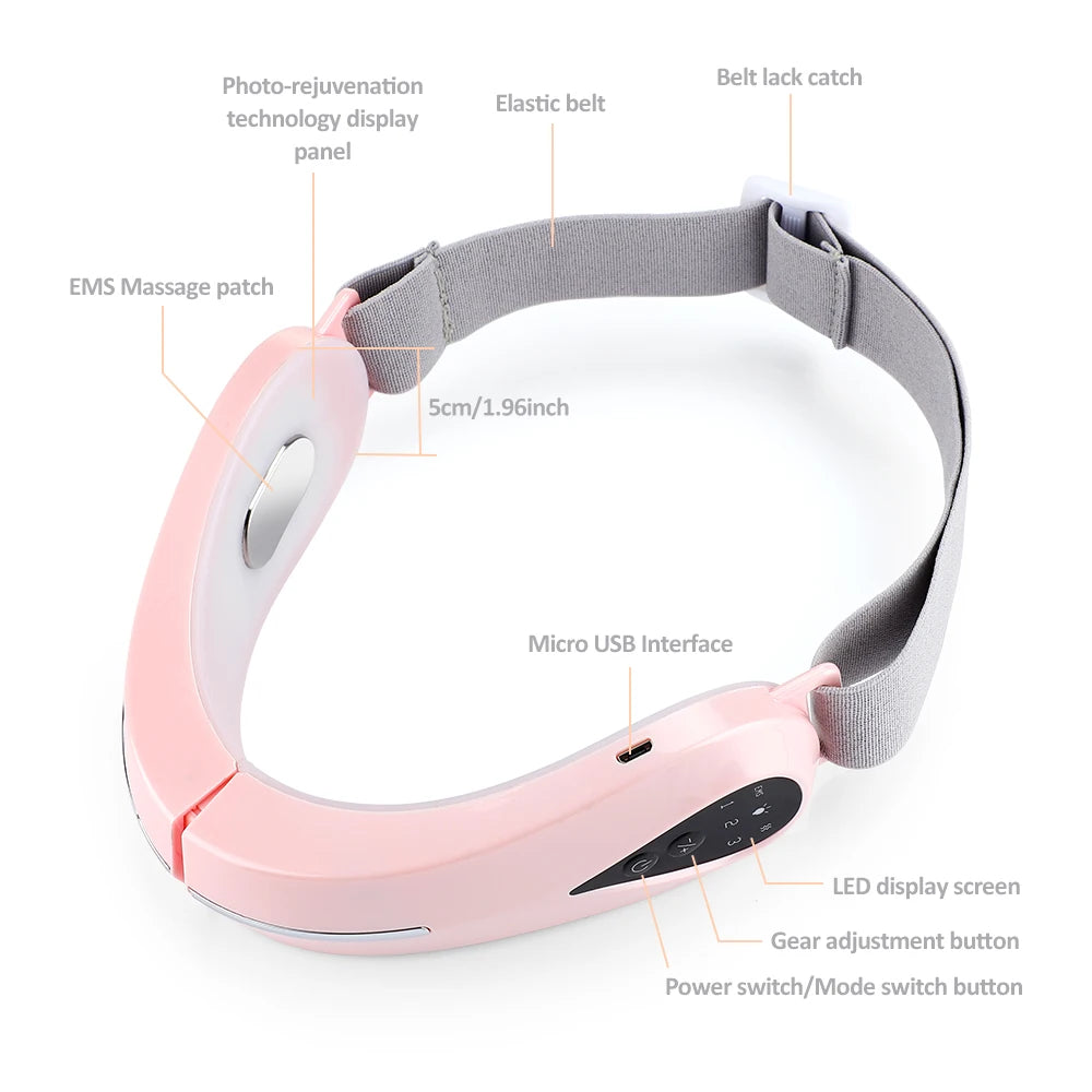EMS Face Lift Massager with LED Light Therapy & Vibration - Anti-Aging Skin Tightening Device.