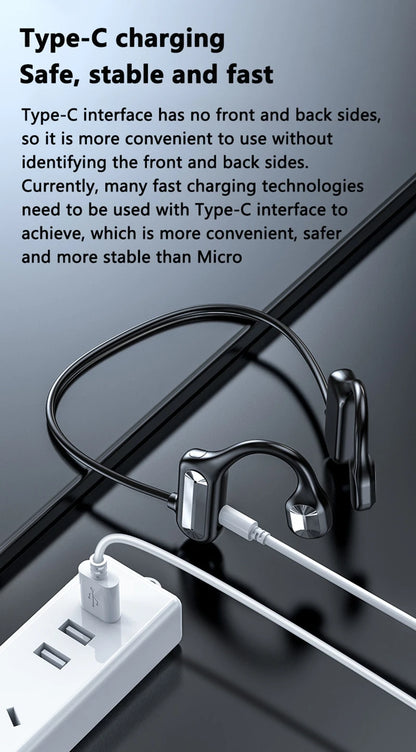 Bone Conduction Bluetooth 5.3 Headphones - IPX8 Waterproof Open-Ear Sports Headset with Mic, Hi-Fi Sound