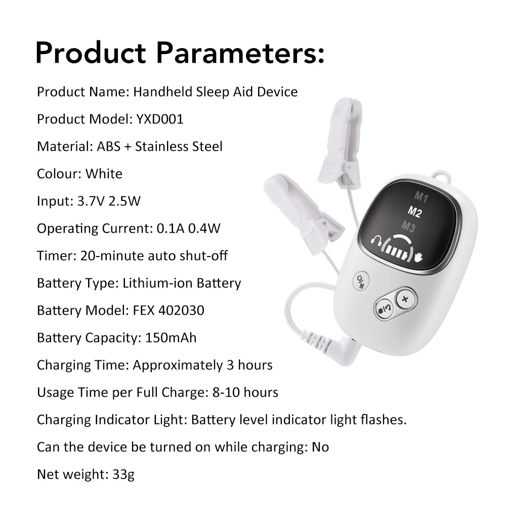 Handheld CES Sleep Aid Device for Insomnia, Anxiety & Stress Relief | Palm Microcurrent Pulse Relaxation Massager