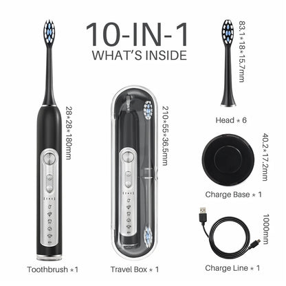 SUBORT S7 Supersonic Electric Toothbrush – Smart Timer, IPX7 Waterproof, Teeth Whitening, Replaceable Heads