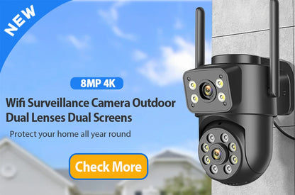 8 MP 4K Ultra HD Solar Wireless Security Camera with Dual Lens & 365-Day Standby