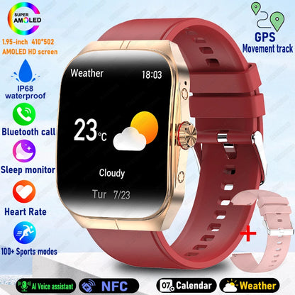 2025 AMOLED NFC Smartwatch with GPS Tracking, Bluetooth Calls & Fitness Sensors| Waterproof Sports Watch for Men and Women