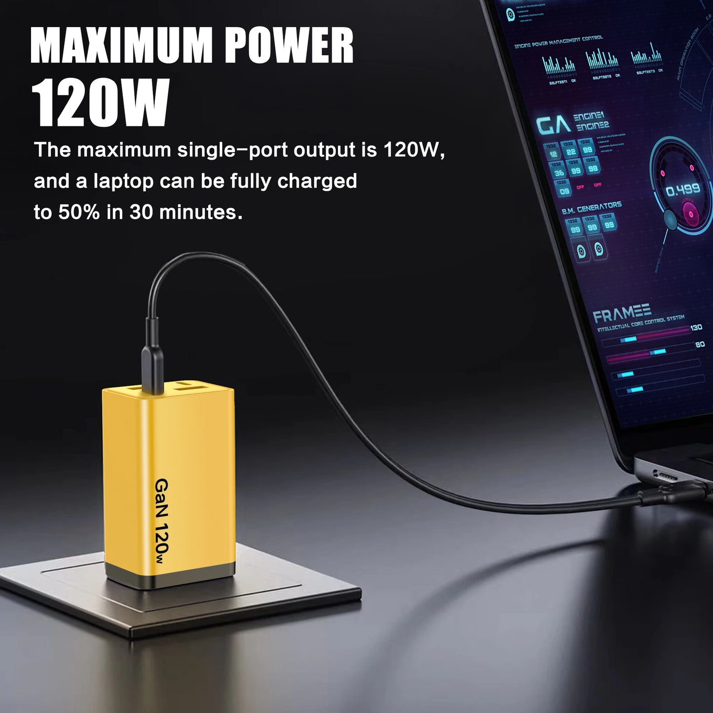 120W 4-Port USB Wall Charger – Type-C Fast Charging Adapter for iPhone, Samsung, & More