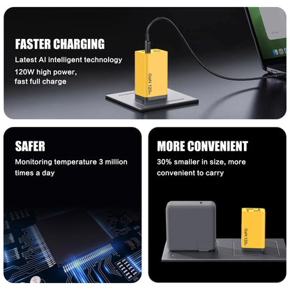 120W 4-Port USB Wall Charger – Type-C Fast Charging Adapter for iPhone, Samsung, & More