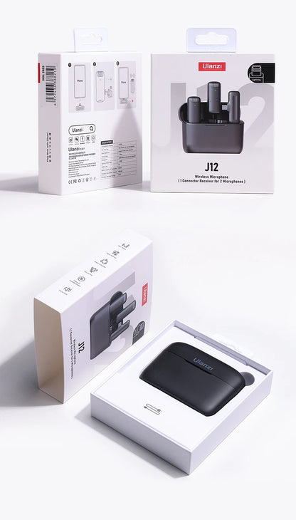 Professional Wireless Lavalier Microphone Kit - Dual Clip-On Mini Mics with Charging Case (iPhone & Android)