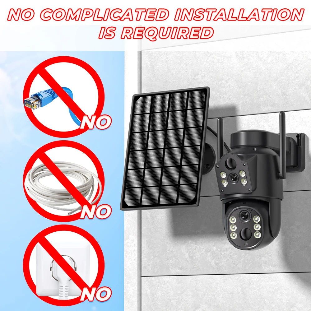 8 MP 4K Ultra HD Solar Wireless Security Camera with Dual Lens & 365-Day Standby
