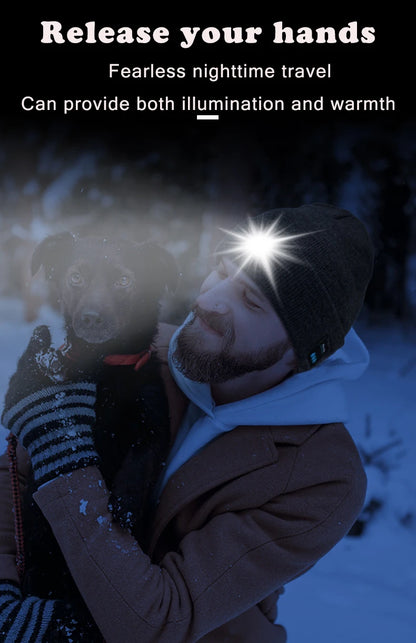 LED Bluetooth Beanie Hat – Wireless Stereo Speakers & Rechargeable Light for Outdoor Sports & Winter Wear