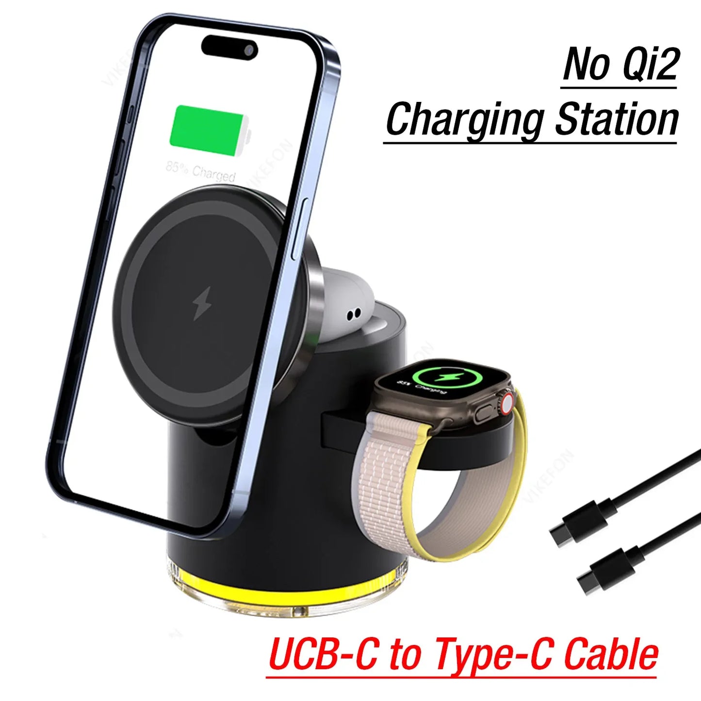 3-in-1 Foldable Magnetic Wireless Fast Charger for iPhone 16/15/14/13/12, Apple Watch & AirPods Pro