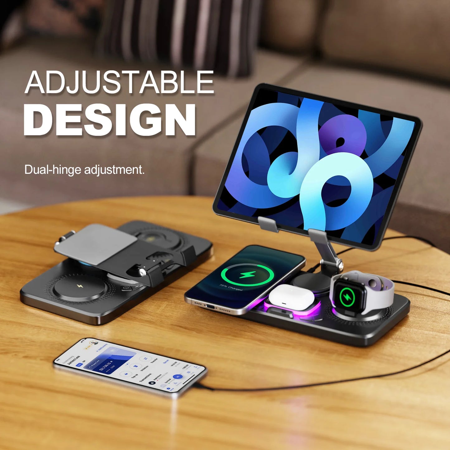 7-in-1 Multi-Device Charging Station for iPad, iPhone, Watches & Air Pods