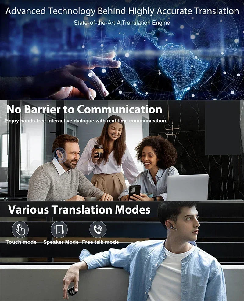 AI Translator Earbuds with LED Display – 144 Languages
