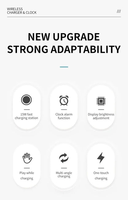 4 In 1 Wireless Charger Stand Alarm Clock Temperature Fast Charging Dock Station for Samsung S23 S22 and Galaxy Watch