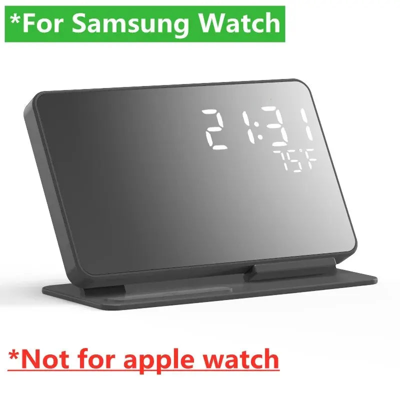 4 In 1 Wireless Charger Stand Alarm Clock Temperature Fast Charging Dock Station for Samsung S23 S22 and Galaxy Watch