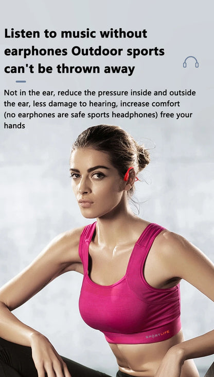Bone Conduction Bluetooth 5.3 Headphones - IPX8 Waterproof Open-Ear Sports Headset with Mic, Hi-Fi Sound
