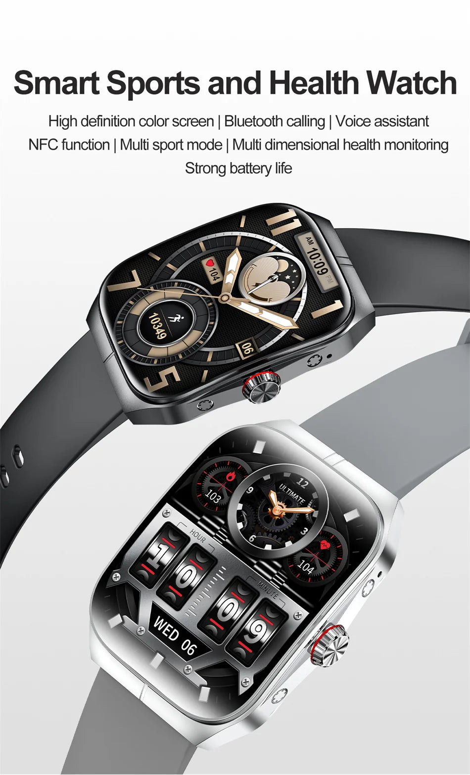 2025 AMOLED NFC Smartwatch with GPS Tracking, Bluetooth Calls & Fitness Sensors| Waterproof Sports Watch for Men and Women