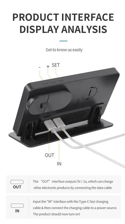 4 In 1 Wireless Charger Stand Alarm Clock Temperature Fast Charging Dock Station for Samsung S23 S22 and Galaxy Watch