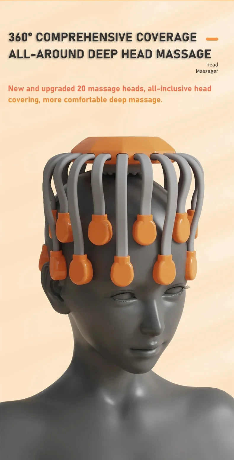 NeuroRelax Octopus Scalp Massager - 20 Head with Red Light Therapy