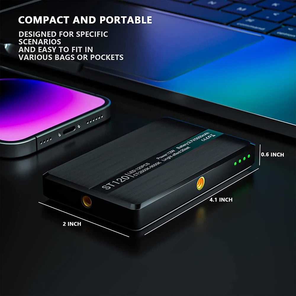 LED Selfie Light – 120 LEDs, Rechargeable Clip-On with Adjustable Brightness & Color Temp