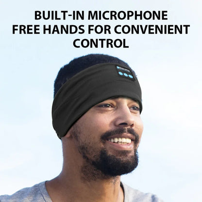 Sports Headband Wireless Bluetooth Headphones - Sleep Music Headband with Build-In Mic, Washable & Rechargeable