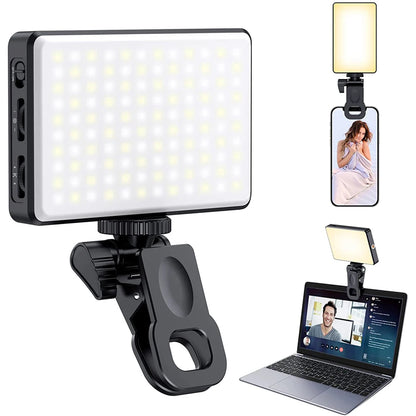 LED Selfie Light – 120 LEDs, Rechargeable Clip-On with Adjustable Brightness & Color Temp