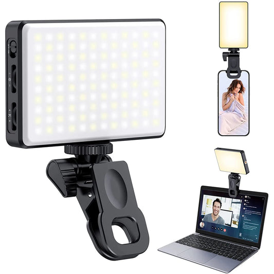 LED Selfie Light – 120 LEDs, Rechargeable Clip-On with Adjustable Brightness & Color Temp