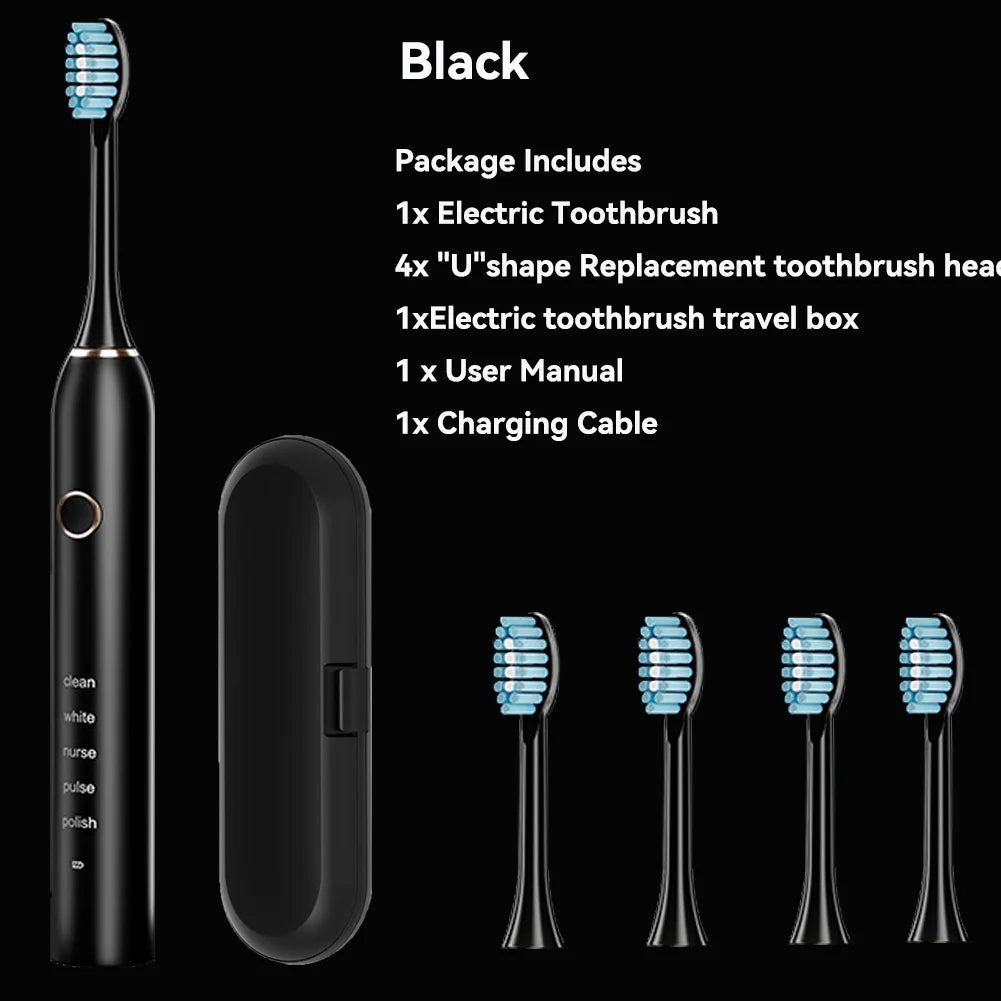 Sonic 360 Electric Toothbrush - Rechargeable, 5 Modes, 4 Brush Heads & Travel Case