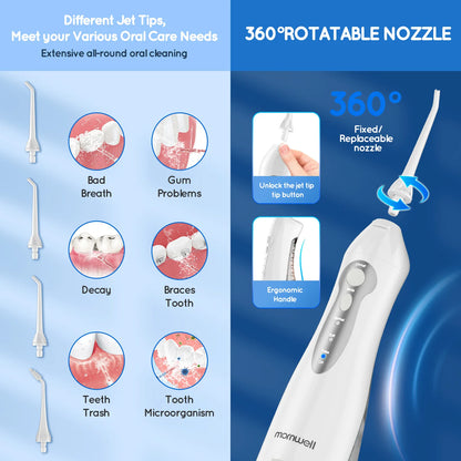 Cordless Portable Water Flosser – 4 Jet Tips, 3 Modes, 300 ml Tank (IPX7 Waterproof)OLD