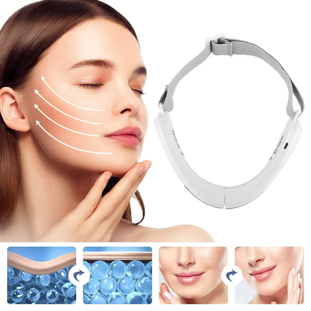 EMS Face Lift Massager with LED Light Therapy & Vibration - Anti-Aging Skin Tightening Device.