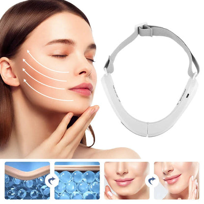 EMS Face Lift Massager with LED Light Therapy & Vibration - Anti-Aging Skin Tightening Device.