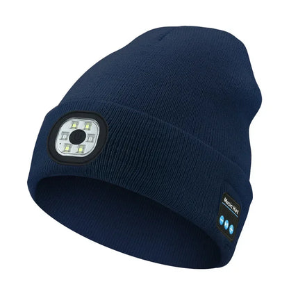 LED Bluetooth Beanie Hat – Wireless Stereo Speakers & Rechargeable Light for Outdoor Sports & Winter Wear