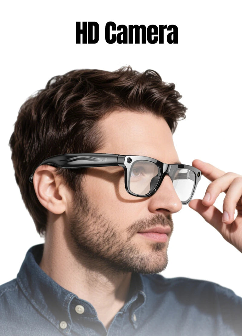 6K HD AI Smart Glasses- Photochromic Bluetooth W/ Voice Assistant, Music, Gaming, Camera & Translation