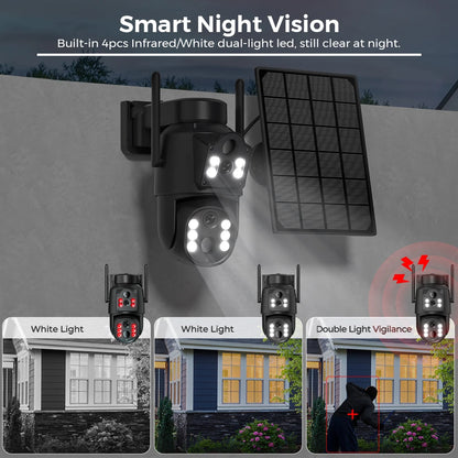 8 MP 4K Ultra HD Solar Wireless Security Camera with Dual Lens & 365-Day Standby
