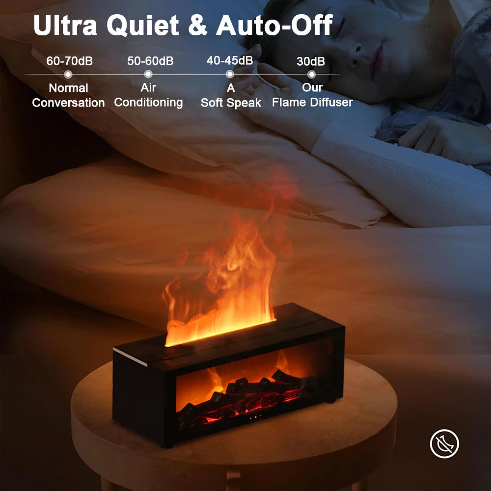 Flame-Effect Aroma Diffuser Humidifier with 7-Color LED & Ultrasonic Mist