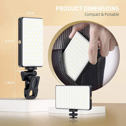 LED Selfie Light – 120 LEDs, Rechargeable Clip-On with Adjustable Brightness & Color Temp