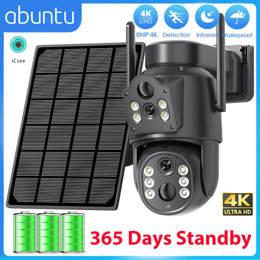 8 MP 4K Ultra HD Solar Wireless Security Camera with Dual Lens & 365-Day Standby