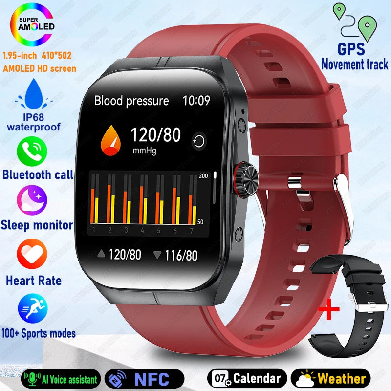 2025 AMOLED NFC Smartwatch with GPS Tracking, Bluetooth Calls & Fitness Sensors| Waterproof Sports Watch for Men and Women
