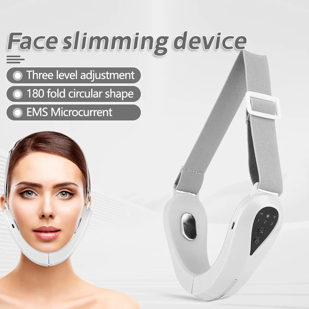 EMS Face Lift Massager with LED Light Therapy & Vibration - Anti-Aging Skin Tightening Device.