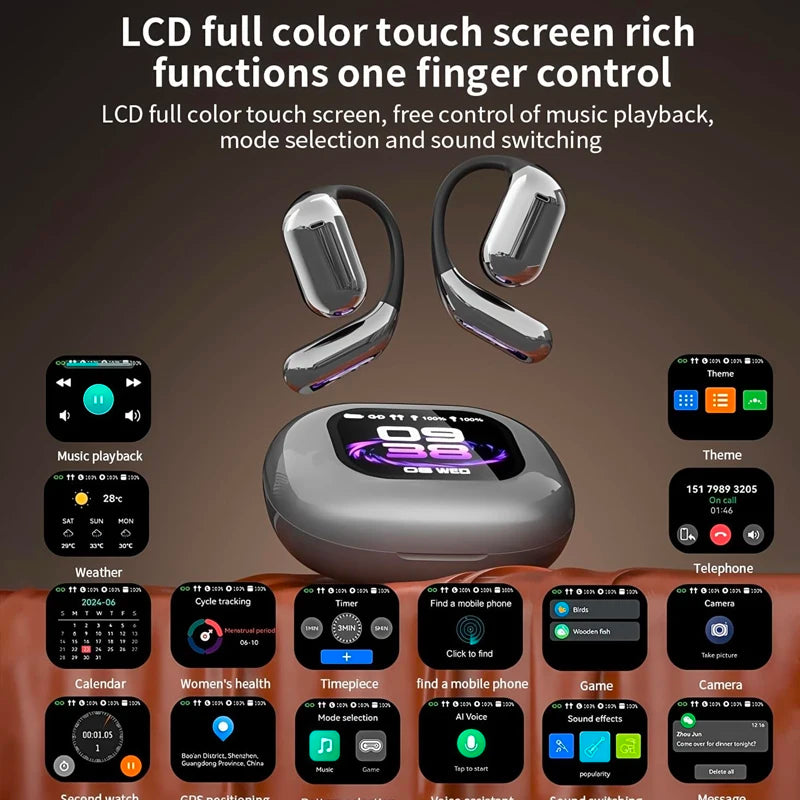 AI Translator Earbuds | Real-Time 144-Language Translation Headphones with LCD Touch Display & Bluetooth 5.3