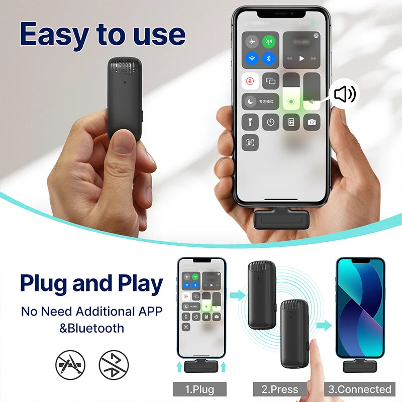 Professional Wireless Lavalier Microphone Kit - Dual Clip-On Mini Mics with Charging Case (iPhone & Android)