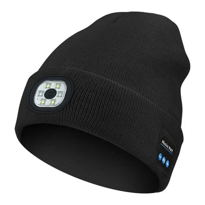 LED Bluetooth Beanie Hat – Wireless Stereo Speakers & Rechargeable Light for Outdoor Sports & Winter Wear