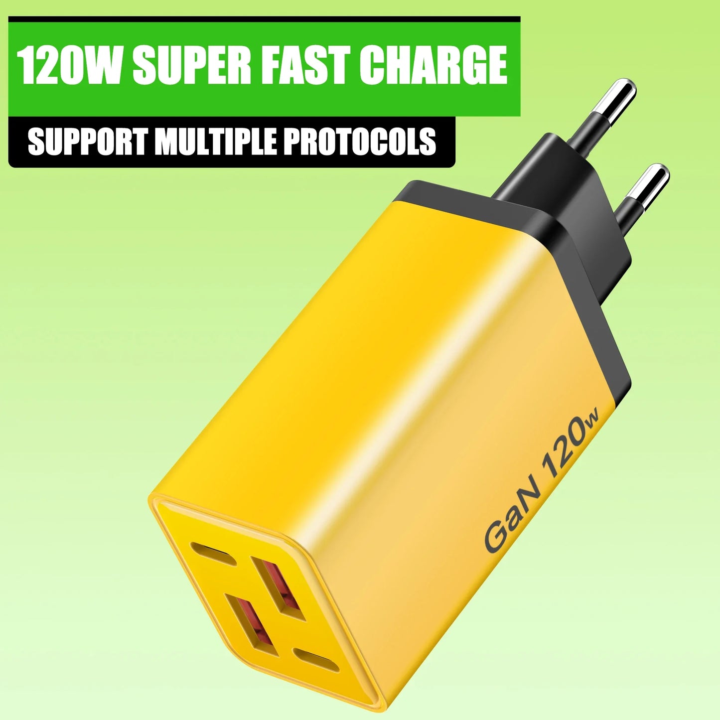 120W 4-Port USB Wall Charger – Type-C Fast Charging Adapter for iPhone, Samsung, & More