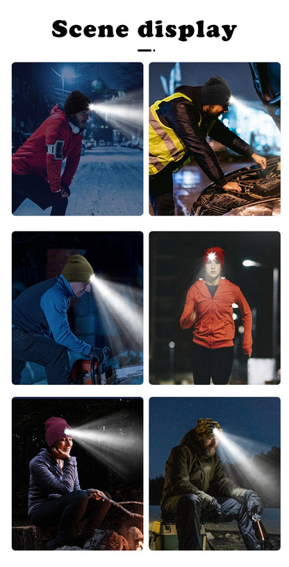 LED Bluetooth Beanie Hat – Wireless Stereo Speakers & Rechargeable Light for Outdoor Sports & Winter Wear