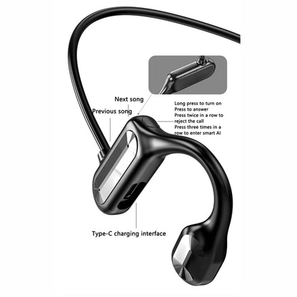Bone Conduction Bluetooth 5.3 Headphones - IPX8 Waterproof Open-Ear Sports Headset with Mic, Hi-Fi Sound