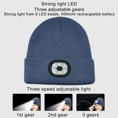LED Bluetooth Beanie Hat – Wireless Stereo Speakers & Rechargeable Light for Outdoor Sports & Winter Wear
