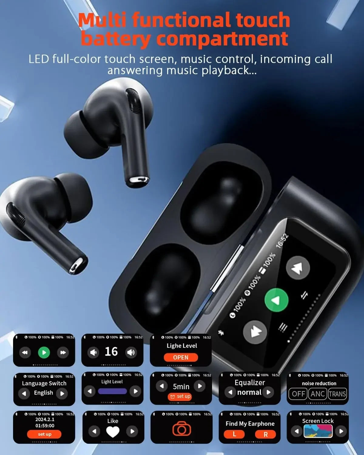 AI Translator Earbuds with LED Display – 144 Languages