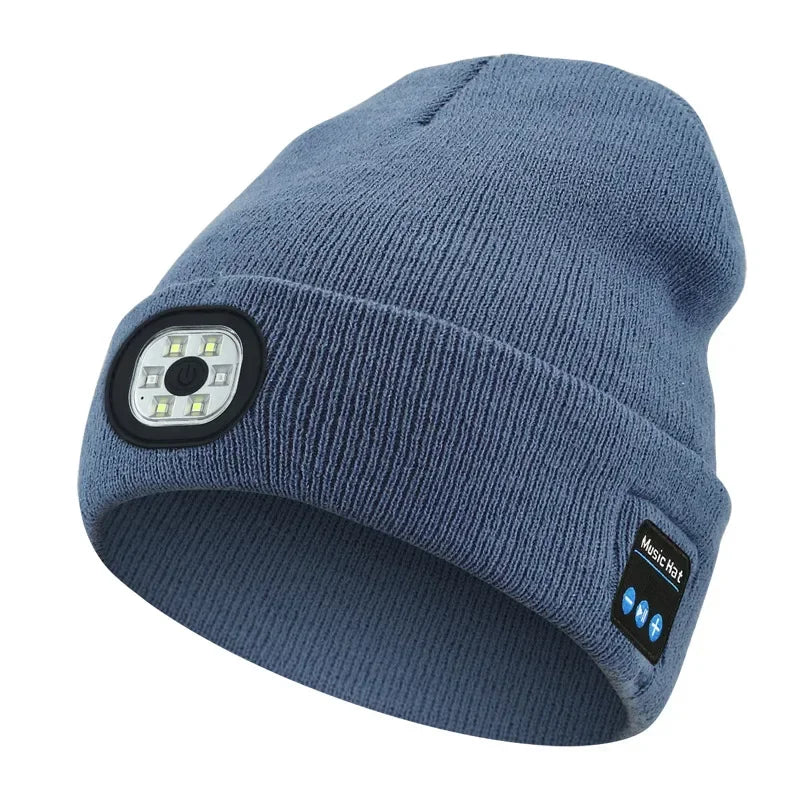 LED Bluetooth Beanie Hat – Wireless Stereo Speakers & Rechargeable Light for Outdoor Sports & Winter Wear