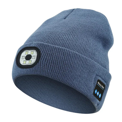 LED Bluetooth Beanie Hat – Wireless Stereo Speakers & Rechargeable Light for Outdoor Sports & Winter Wear
